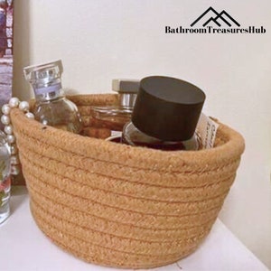 Panier de rangement en coton, Rangement de salle de bain, Panier tressé, Panier de salle de bain, Panier en corde, Organiseur de corde, Organiseur de cosmétiques image 4