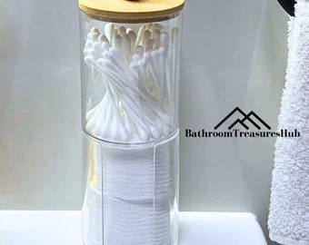 Tarro de almacenamiento, Tarro de tapa de bambú, Tarro de almacenamiento de baño, Decoración del hogar, Almacenamiento de baño, Portaobjetos