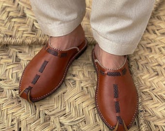 Aladin Leather Clogs, Handmade Leather Cork Sandals, Unisex Footbed Slip-Ons, Brown Winter Clogs, Orthopedic Comfort Slides