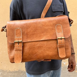 Sac en cuir fait main, sac messager pour homme, sac bandoulière en cuir, sac pour ordinateur portable, sac à bandoulière, cuir pleine fleur, sac pour femme, pochette cadeau
