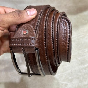 Handmade Leather Belt, Brown Leather Design Belt, FULL GRAIN Leather Belt, Pin Buckle, Mens Leather Belt, Womens Leather Belt, Gift for Him