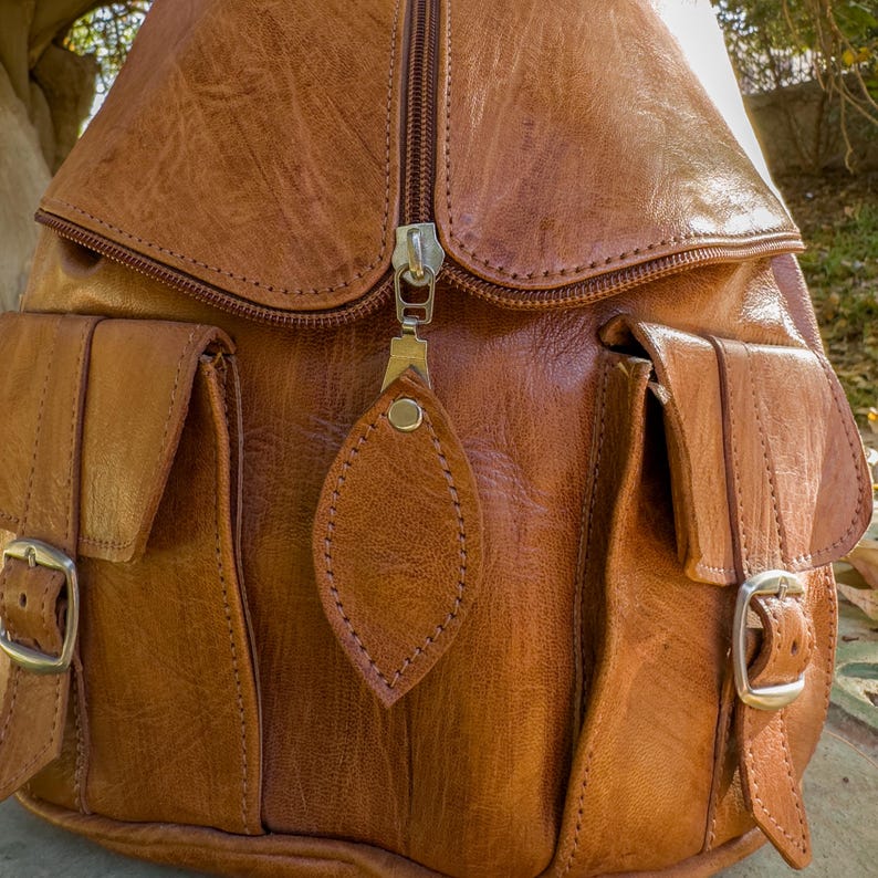 close-up picture to the front side of the backpack, rucksack for women