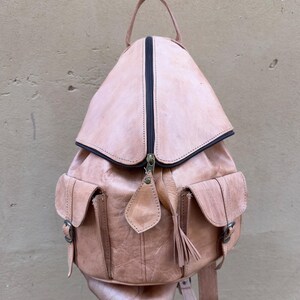 Pink backpack, Womens rucksack, handmade leather bag