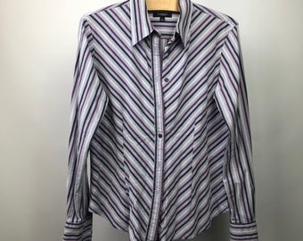 Camicia da donna Burberry London Nova Check anni '90 con bottoni, taglia M, archivio raro