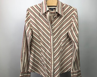 Camicia da donna Burberry London Nova Check anni '90 con bottoni, taglia M, archivio raro