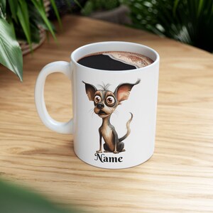 Chihuahua Ceramic Mug, Personalized Dog Lover Coffee Cup, Custom Pet Portrait Gift, Puppy Owner Tea Mug, Animal Lover Kitchen Decor, Pet