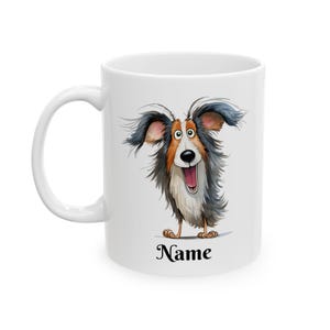 Shetland Sheepdog Ceramic Mug, Personalized Dog Lover Coffee Cup, Custom Pet Portrait Gift, Puppy Owner Tea Mug, Animal Lover Kitchen Decor