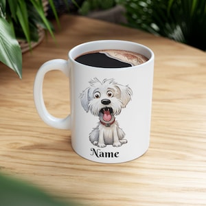 Maltese Ceramic Mug, Personalized Dog Lover Coffee Cup, Custom Pet Portrait Gift, Puppy Owner Tea Mug, Animal Lover Kitchen Decor, Pet