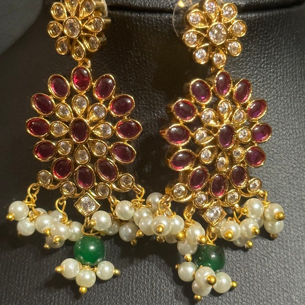 Guttapusalu kemp earrings / chandbali earrings /temple jewelry/ South Indian jewelry/ one gram gold