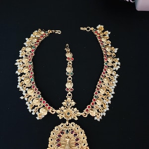 Kemp tikka headband/ bharathanatyam jada billa/Indian hair accessory/Hair clip/south indian hair jewelry/hair juda jewelry/ matha patti