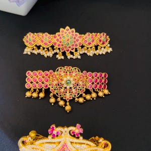 Premium Kemp/AD hair clips with beads hanging /Hair Juda pin/Indian hair brooch/Indian hair accessory/indian Hair clip