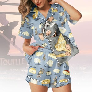 Disney Ratatouille Little Chef Remy Satin Pajamas Set, Linguini Colette Tatou Remy Rat Paris France Gusteau's Pajamas, Disney Girl Trip