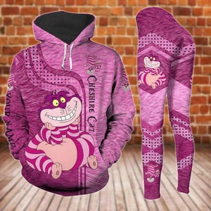 Gepersonaliseerde Cheshire Cat hoodie-legging, Alice In Wonderland-shirt, Disney Trip-T-shirt, legging cartoon Movie Woman, Magic Kingdom-merchandise