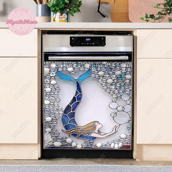 Mermaid Dishwasher Cover, Mermaid Dishwasher Wrap, Mermaid Dishwasher Sticker, Mermaid Dishwasher Decal, Gift For Mom