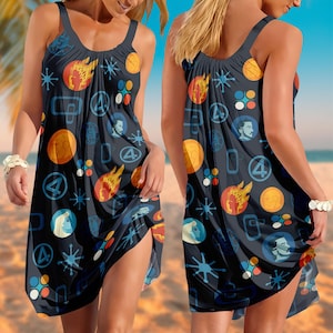 The Fantastic Four First Steps Sling Summer Dress, Fantastic 4 Women Dress, Disney Movie Dress, Superhero Sleepwear, Gifts For Her