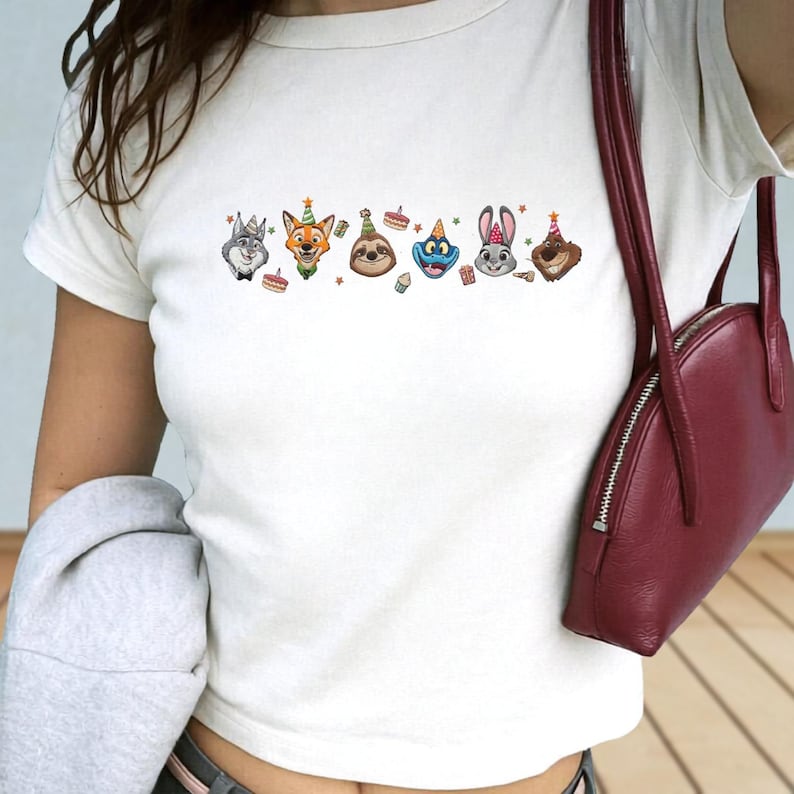 Disney Zootopia Embroidered Baby Tee,judy Hopps Nick Gary Yax Tee, Zootopia Mickey Women Top, Disneyland Family Shirt, Disneyworld Gift