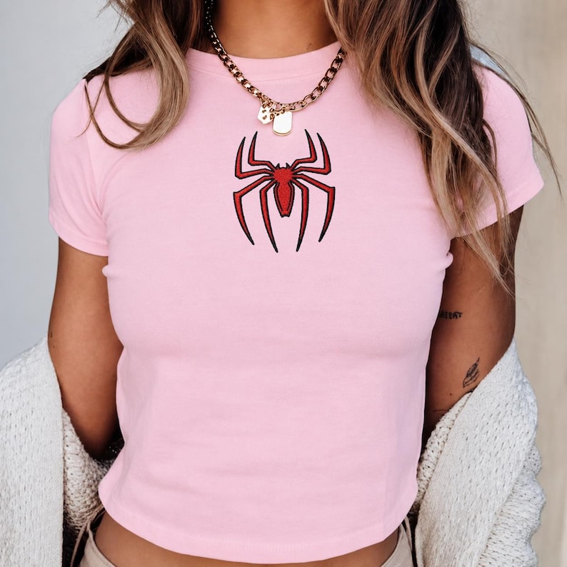 Embroidered Spiderman Brand New 2026 Baby Tee, Spider logo Baby Tee, Super Hero Avenger Matching Tee, WDW Trip Matching Vacation Top