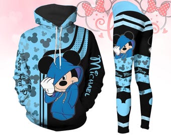 Sudadera con capucha y leggings de Mickey, camiseta "I Love Her P", camiseta de viaje a Disneyland, artículos de Magic Kingdom, leggings divertidos para mujer, regalo de San Valentín