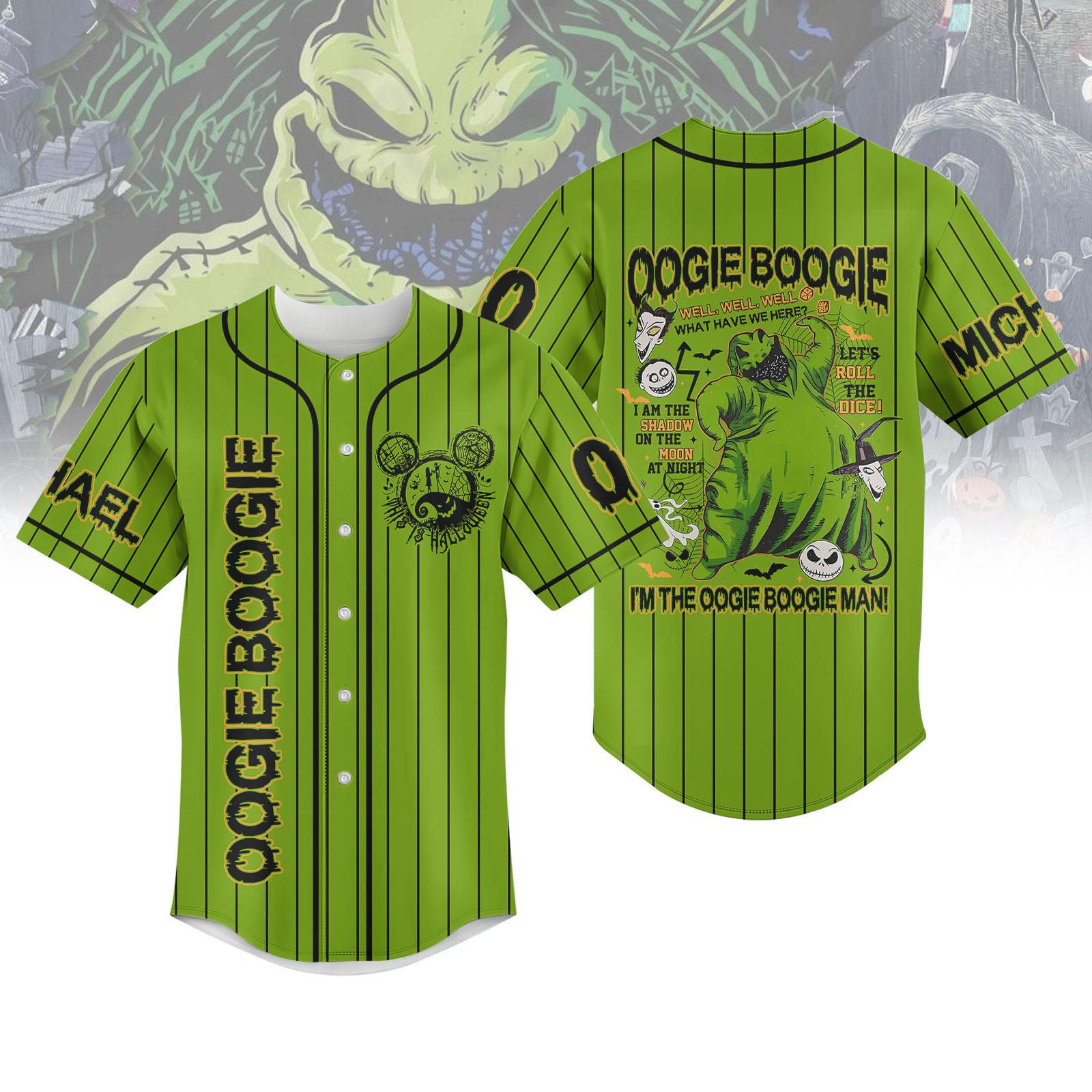 Discover Custom Oogie Boogie Baseball Jersey, Nightmare Before Christmas Shirt, Boogie Man Shirt, Halloween Party Gifts, Disney Villain Shirt