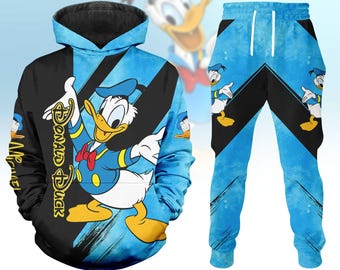 Felpa e pantaloni della tuta personalizzati con Paperino, felpa Disney con Paperino, felpa con cappuccio del film d'animazione, Magic Kingdom, regali Disney World per lui e per lei