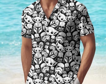 Mandalorian And Grogu Button Shirt, Star Wars Hawaiian Shirt, Disney Trip Shirt, Magic Kingdom Shirt, Vacation Shirt, Gift For Fan
