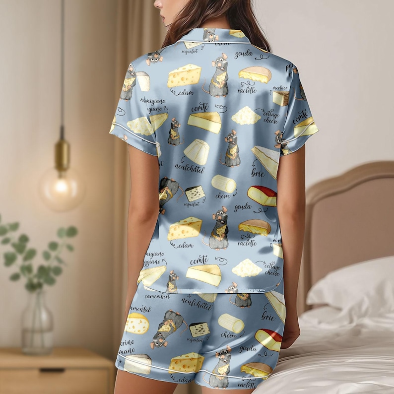 Disney Ratatouille Little Chef Remy Satin Pajamas Set, Linguini Colette Tatou Remy Rat Paris France Gusteau's Pajamas, Disney Girl Trip