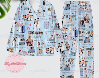 Christmas Grey Anatomy Pajamas Set Grey Anatomy Womens Pajamas Grey Anatomy Matching Pajamas Set Retro Grey Anatomy Shirt Gift For Fan