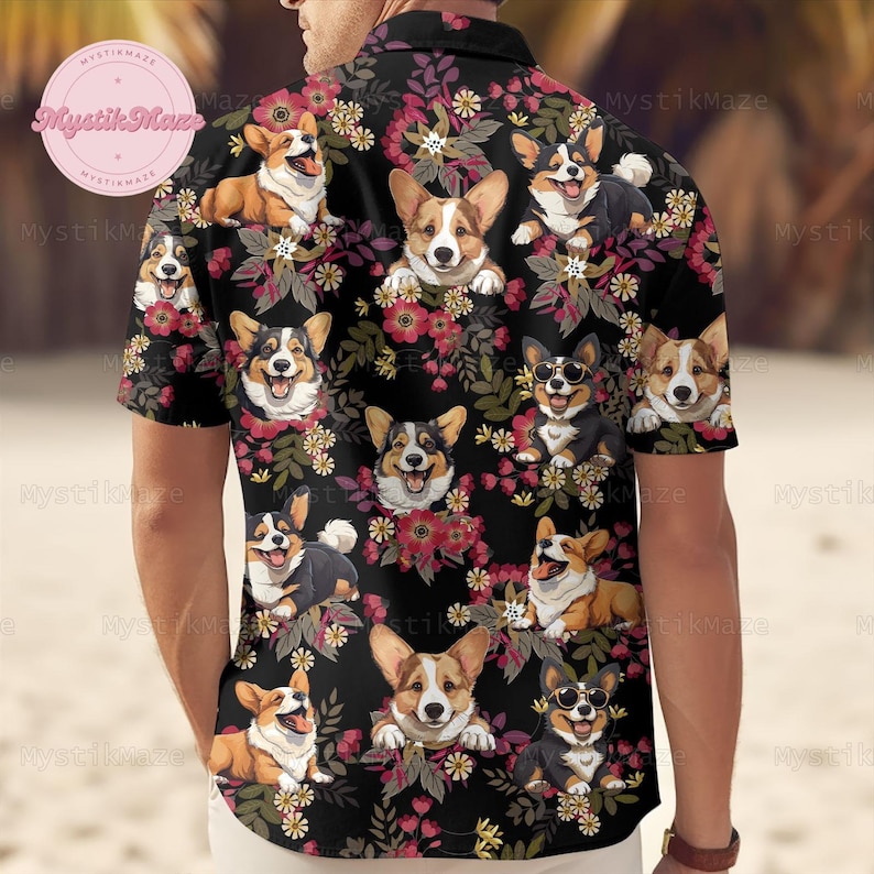 Corgi Button Shirt, Corgi Hawaiian Shirt, Corgi Shirt, Corgi Lover Shirt, Corgi Summer Shirt, Corgi Vacation Shirt, Corgi Lover Gift