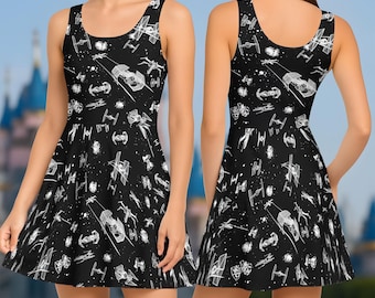 Star Wars Skater Dress, Disney Spaceship Dress, Movie Shirt, Costume Cosplay, Halloween Women Dresses, Galaxy's Edge Dress,Gift For Her