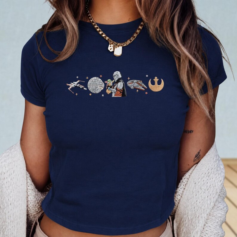 Mandalorian And Grogu Embroidered Baby Tee, Star Wars This Is The Way Women Top, Disneyland Family Trip Shirt, Fathers Day Gift Tee