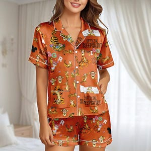 Tigger Satin Pajamas Set, Cute Winnie The Pooh Sleepwear, Disney Trip Merch, Magic Kingdom Pjs, Women Pajamas, Birthday Gift For Her
