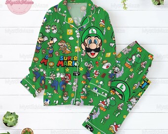 Christmas Yoshi Cosplay Costume Pajamas Set Super Mario Birthday Shirt Mario and Friends Party Matching Pjs Fall Season Gift Etsy Canada