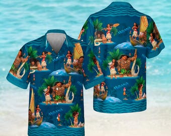 Moana Hawaiian Shirt, Moana Button Shirt, Disney Moana Shirt, Princess Outfit, Disneyland Girls Trip Vacation Shirt, Birthday Gift