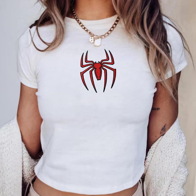 Embroidered Spiderman Brand New 2026 Baby Tee, Spider logo Baby Tee, Super Hero Avenger Matching Tee, WDW Trip Matching Vacation Top