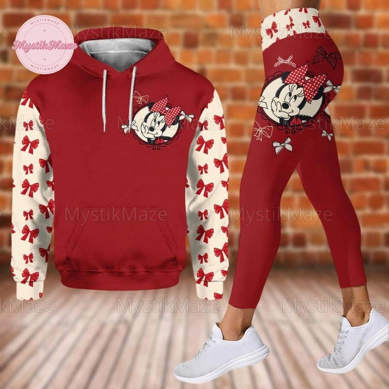 Personalized Minnie Hoodie Legging, Minnie Mouse Hoodie, Disney Trip Shirt, Minnie 3D Hoodie, Workout Leggings, Halloween Disney Shirt