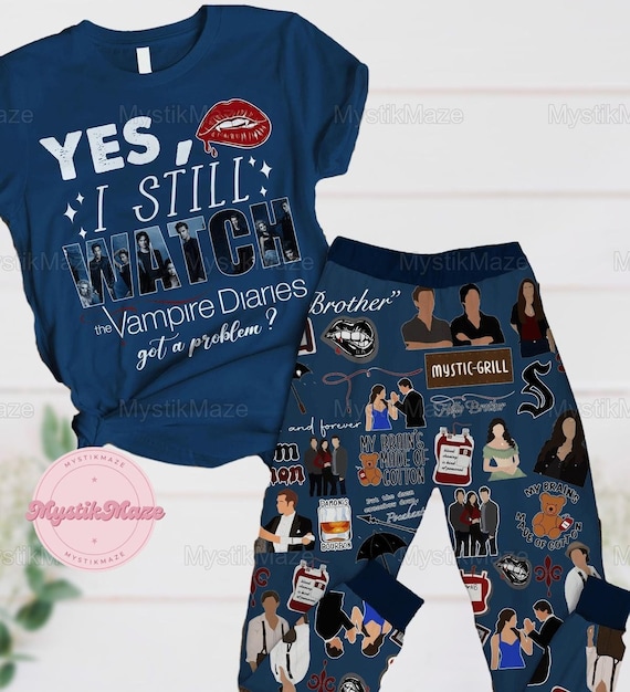 Vampire Diaries Pyjamas Set Vampire Diaries Tshirt Horror Halloween Pyjamas Vampire Diaries Pyjama Set Halloween Geschenk Etsy Osterreich