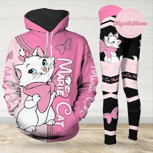 Legging à capuche Marie chat, sweat à capuche chat Disney, legging chat Marie, chemise Marie, legging yoga Marie, chemise Magic Kingdom, cadeau Disney Marie