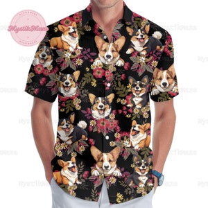 Corgi Button Shirt, Corgi Hawaiian Shirt, Corgi Shirt, Corgi Lover Shirt, Corgi Summer Shirt, Corgi Vacation Shirt, Corgi Lover Gift