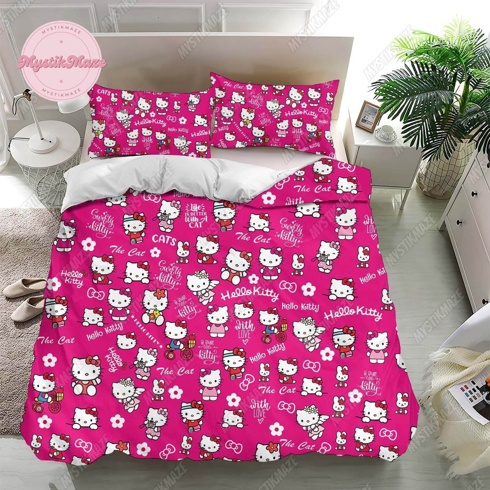 Hello Kitty Duvet Cover, Kitty Cat Bedding, Hello Kitty Bedding Set