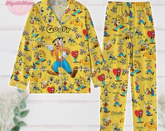 Christmas Goofy Pajamas Set, Magic Kingdom , Funny Goofy Dog Pajamas Family, Cartoon Movie Merch, Disney Trip Tee, Gift For Fan