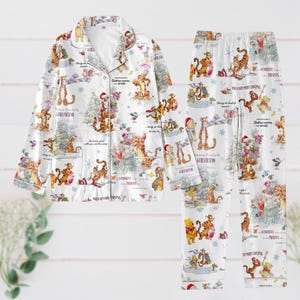 Weihnachten Tigger Winnie Puuh Pyjamas Set, Pooh und seine Freunde Shirt, Magic Kingdom Merch, Cartoon Film Pyjamas Familie, Disney Weihnachtsgeschenk