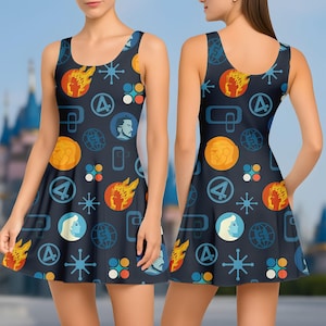 The Fantastic Four First Steps Skater Dress, Fantastic 4 Women Dress, Disney Movie Summer Dress, Superhero Beach Dress, Gifts For Her