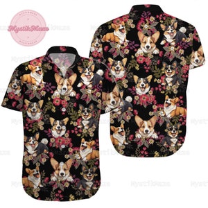 Corgi Button Shirt, Corgi Hawaiian Shirt, Corgi Shirt, Corgi Lover Shirt, Corgi Summer Shirt, Corgi Vacation Shirt, Corgi Lover Gift