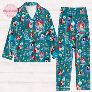 Halloween Ariel Pajamas Set, The Little Mermaid Womens Pajamas, Magic Kingdom Shirt, Disneyland Girls Trip, Disney Princess Fan Gift