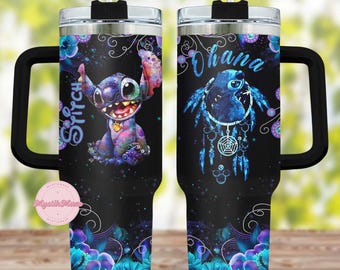 Stitch Tumbler 40Oz, Lilo And Stitch Tumbler, Ohana Means Family Tumbler Cup, Disney Coffee Tumbler, Stainless Tumbler, Gift For Fan