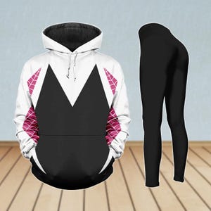 Felpa con cappuccio del costume di Spider Gwen, leggings da donna di Gwen Stacy Spidey, maglietta da supereroe, maglietta da cosplay di Ghost Spider, regalo per costume di Halloween per lui