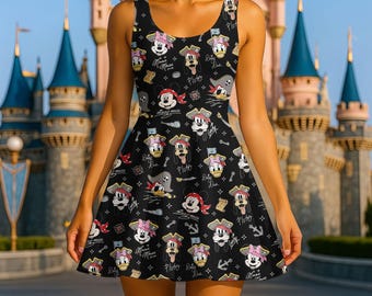 Disney Pirate Skater Dress, Mickey And Friends Pirate Signature Crew Dress, Minnie Goofy Donald Daisy Summer Dress, Disney Cruise Gifts