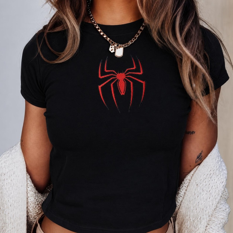 Embroidered Spiderman Brand New 2026 Baby Tee, Spider logo Baby Tee, Super Hero Avenger Matching Tee, WDW Trip Matching Vacation Top