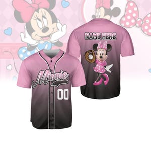 Minnie Mouse Baseball Jersey, Personalized Disney Jersey Shirt, Disneyland Football Shirt, Cartoon Character Matching Tee, Gift For Her