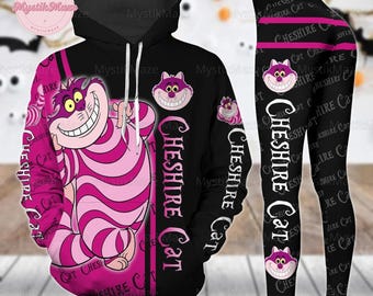 Halloween Disney Cheshire Cat Hoodie Leggging Set, Alice In Wonderland Shirt, Alice Princess Cheshire Cat Hatter Merch, Gift For Her
